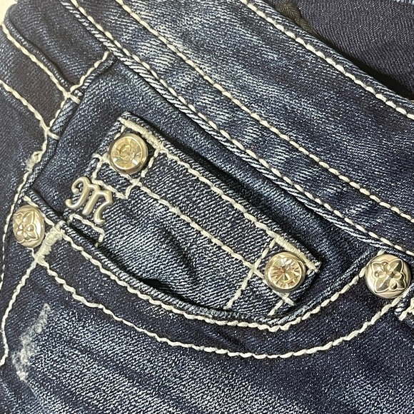 Miss Me Red Aztec Accent Jewel Bootcut Lowrise Jeans Size 29 Sequin Rhinestone - Picture 7 of 11